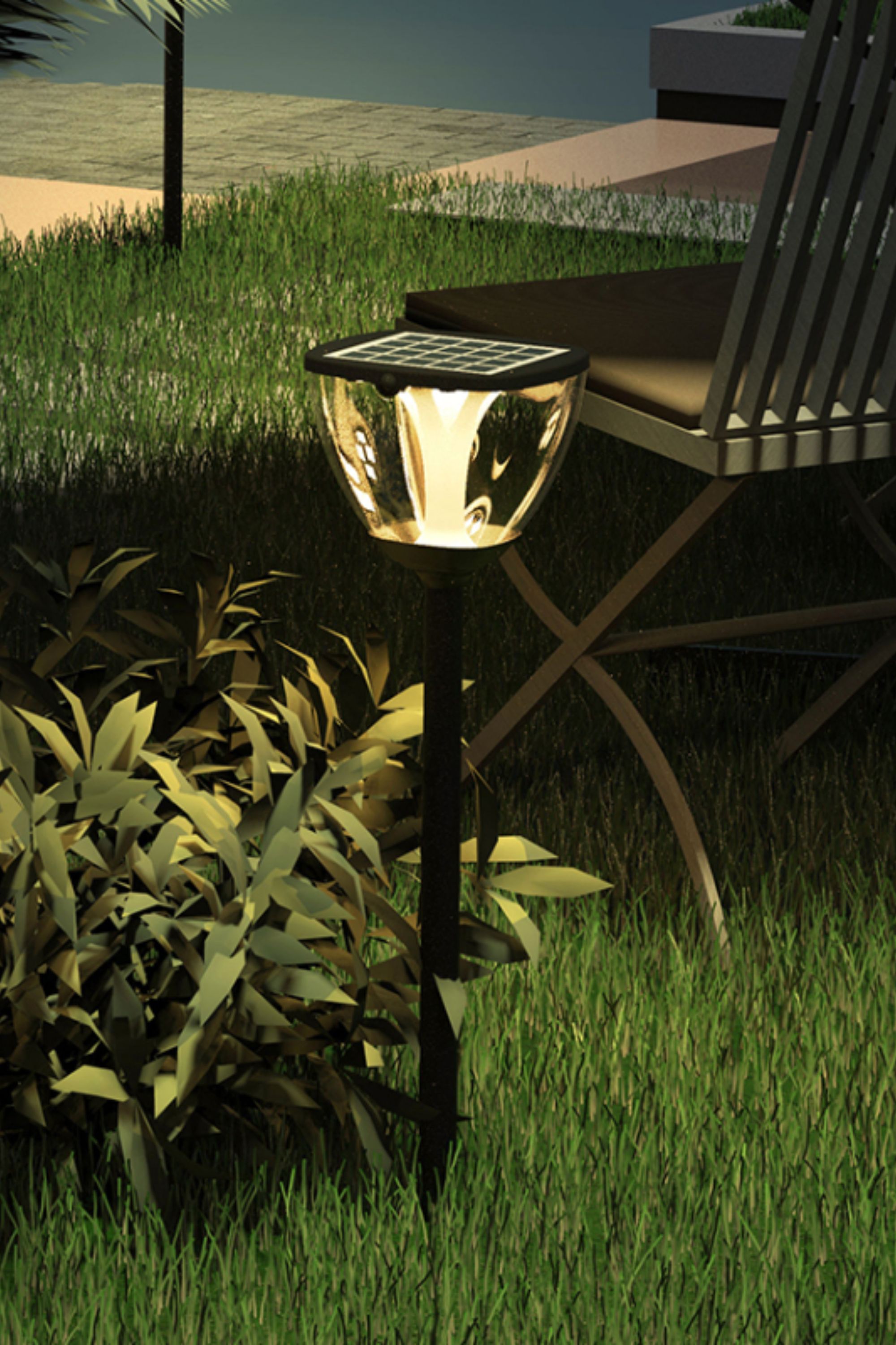 YC solar outdoor LED three-color dimming lawn lamp, landscape courtyard lamp, garden decorative lamp S-15