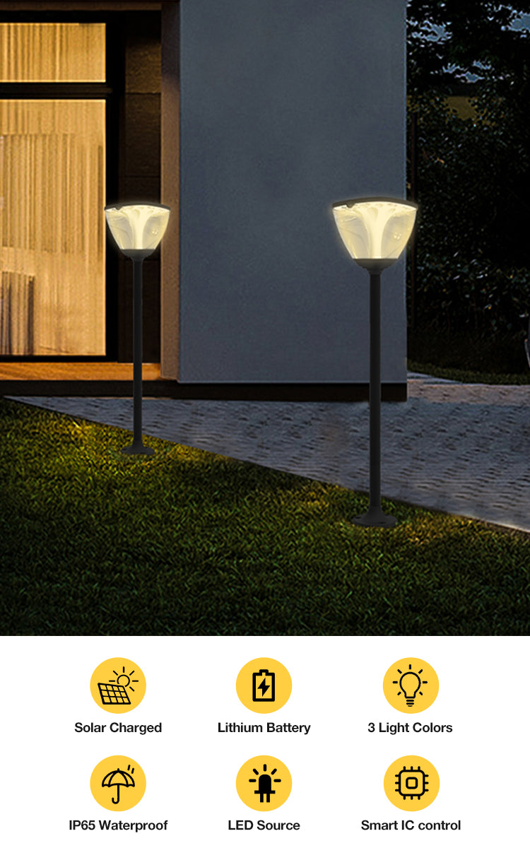 YC solar outdoor LED three-color dimming lawn lamp, landscape courtyard lamp, garden decorative lamp S-15