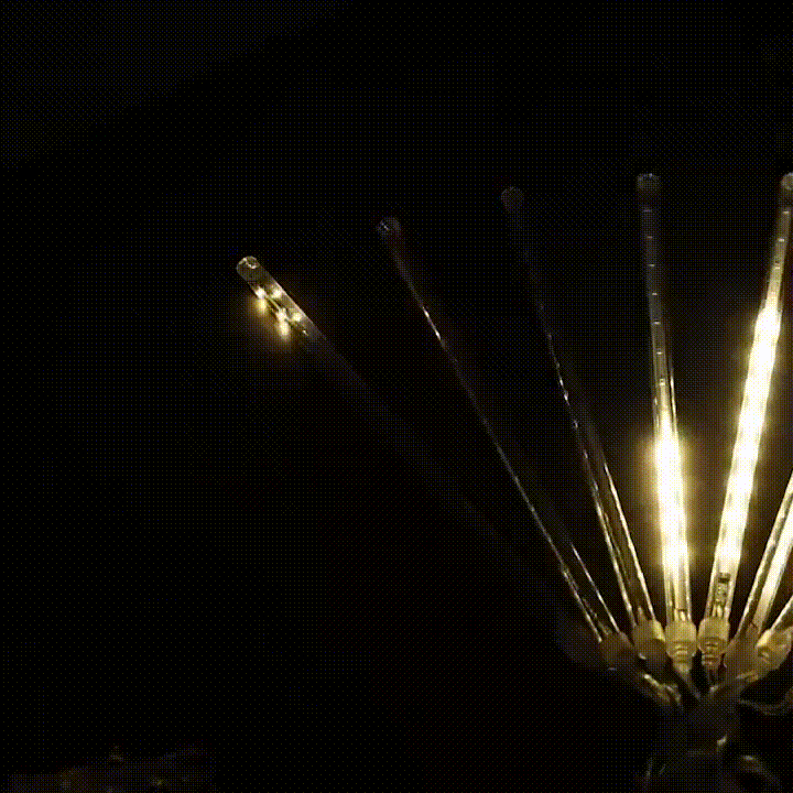 YC高亮LED流星雨燈插電常亮曖白光防水戶外室內掛樹裝飾花園別墅門店街道派對適用KJ008